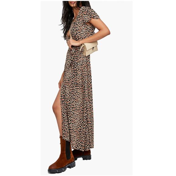 Free People Dresses & Skirts - Free People Jess Wrap Dress Floral Midi Surplice Boho Small